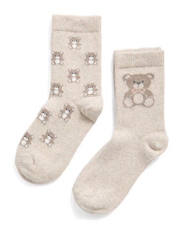 Made In Italy 2pk Wool And Cashmere Blend Teddy Bear Socks | Marshalls
