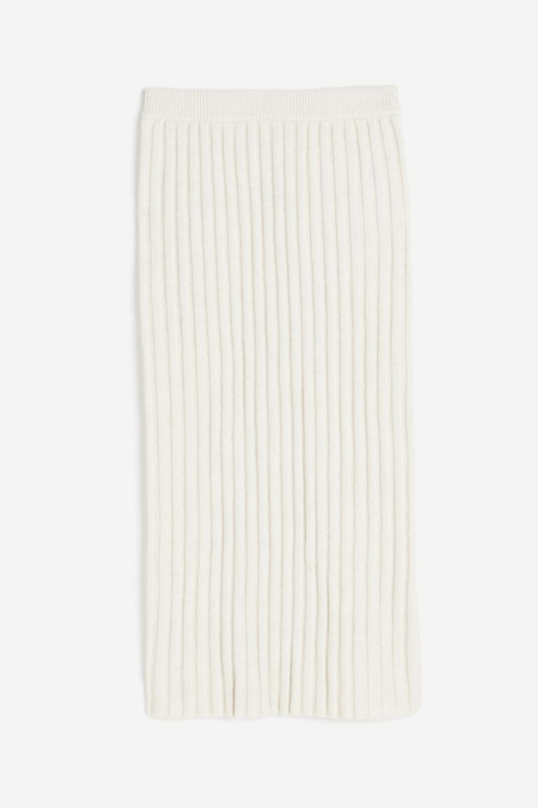 Rib-knit Skirt - Natural white - Ladies | H&M US | H&M (US + CA)