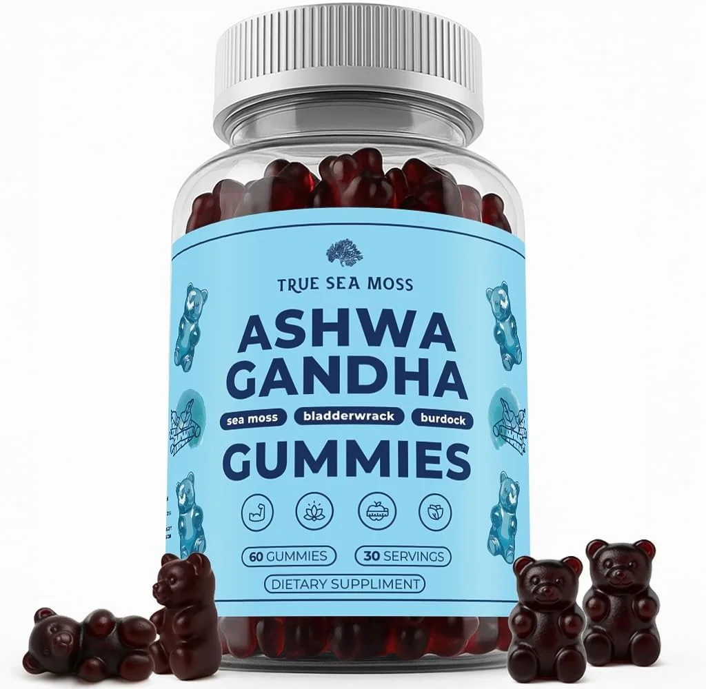TrueSeaMoss Sea Moss Gummies with Ashwagandha, Burdock & Bladderwrack, 60 Gummies – Vegan, Low ... | Walmart (US)