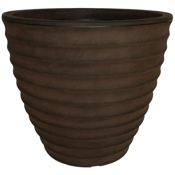 Better Homes & Gardens All Weather Resistant 16" L x 16" W x 14" H Round Brown Polyethylene Plant... | Walmart (US)