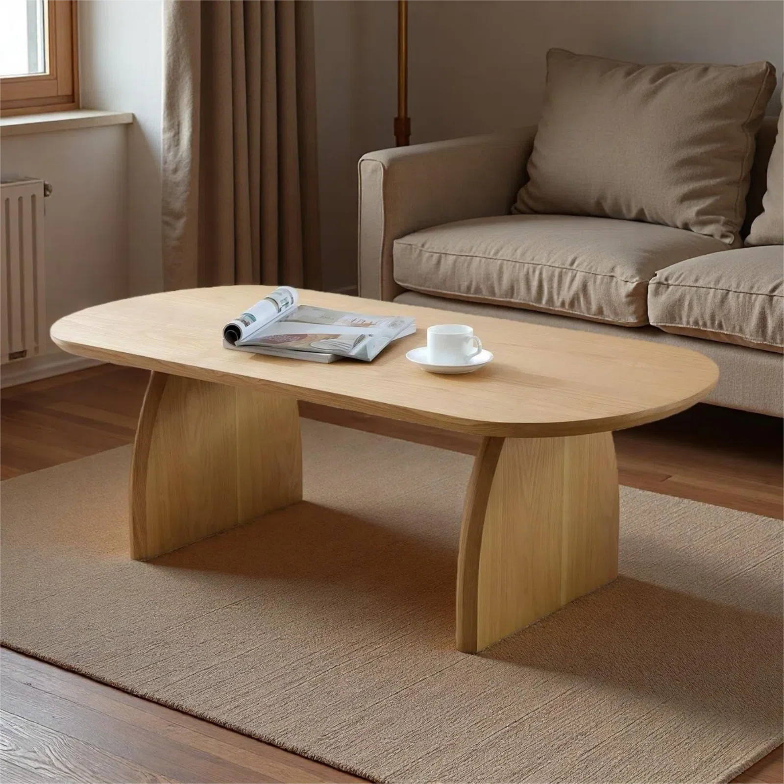 47" Oval Coffee Table, Modern Solid Wood Veneer Center Table | Wayfair North America