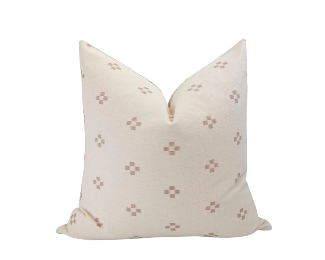 AUDREY || Cream and Brown Dot Pillow Cover Brown Dot Pillow Cover Hmong Pillow Brown Batik Pillow... | Etsy (US)