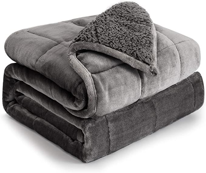 Amazon.com: Sherpa Fleece Weighted Blanket 15 lbs for Adult, Cottonblue Sherpa Flannel Cozy Plush... | Amazon (US)