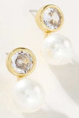 Bezel Crystal Pearl Earrings | Anthropologie (US)