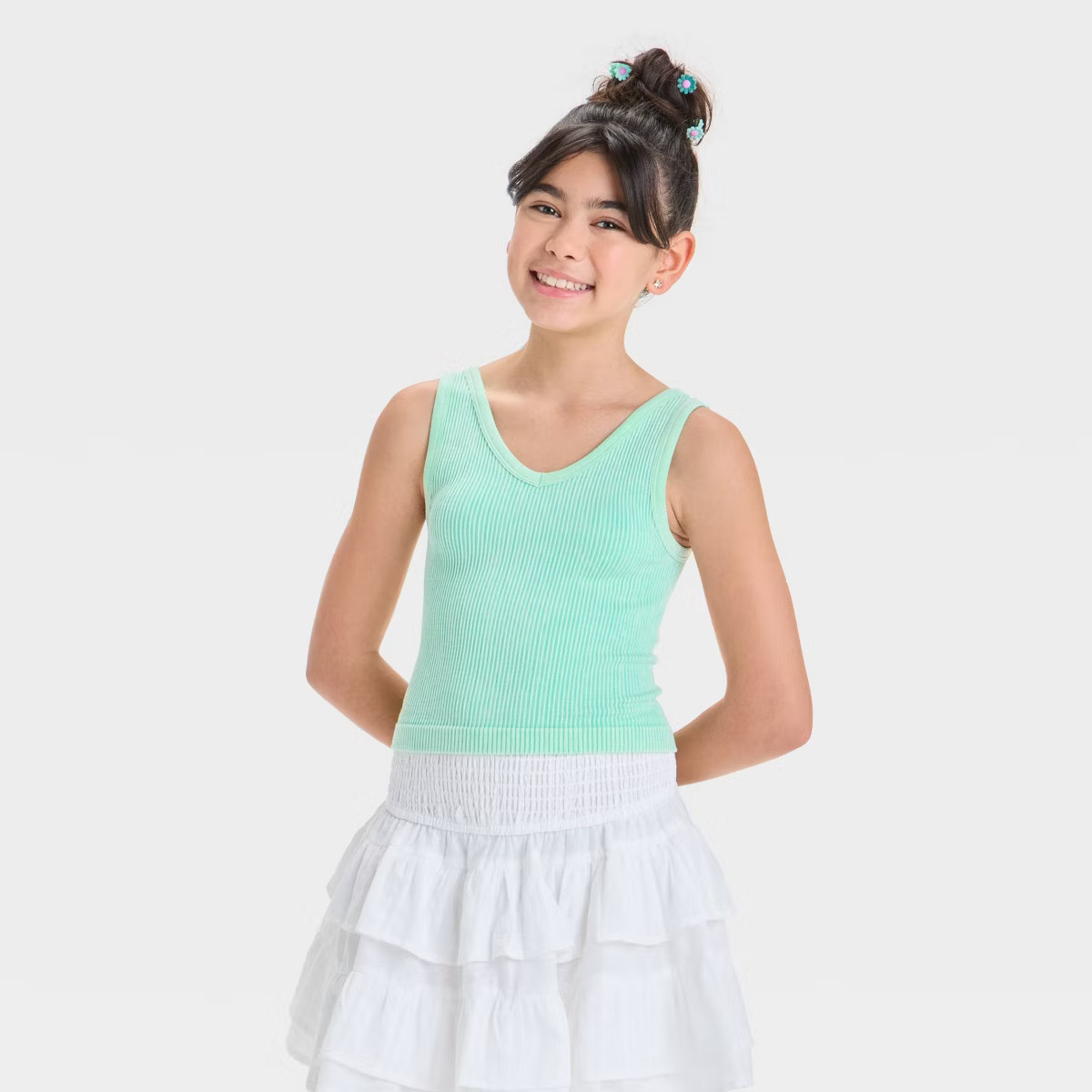 Girls' Knit Tank Top - art class™ Green XL | Target