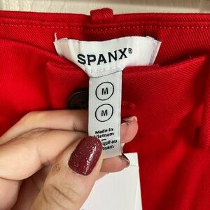 Spanx new with tags bright red wide leg cropped stretch twill pants size medium | Poshmark