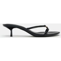 Zara - Kitten-Heel Sandals With Metal Detail - Black - 3 - Woman | Zara UK