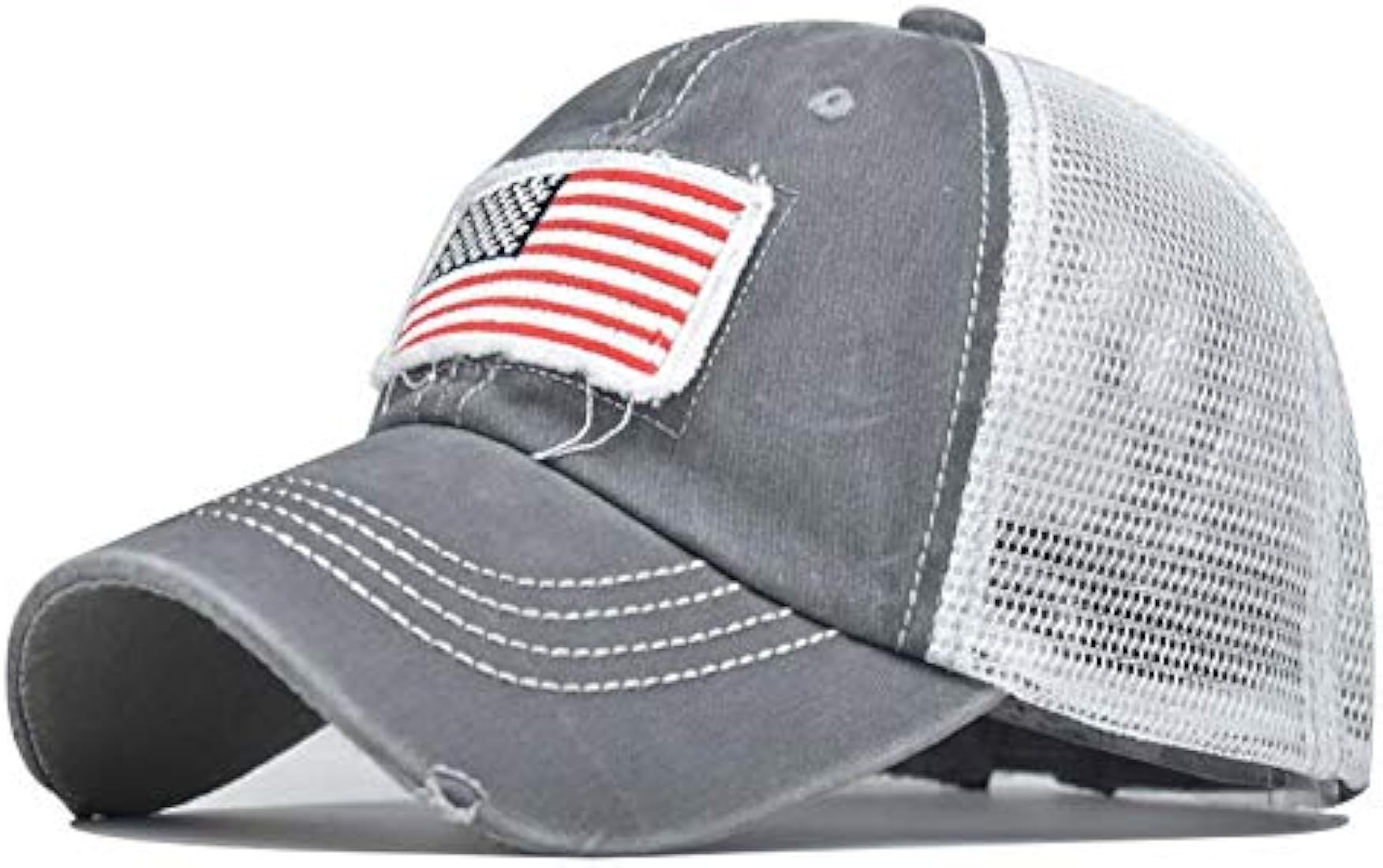 Distressed Ponytail Hat for Women American-Flag Pony Tail Caps High Bun | Amazon (US)