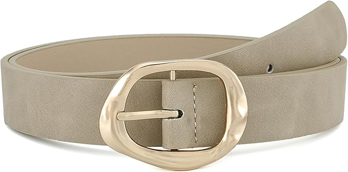 Earnda Leather Belts for Women Casual Fashion Waist Belt with Liquid Shapes Gold Buckle for Jeans... | Amazon (US)