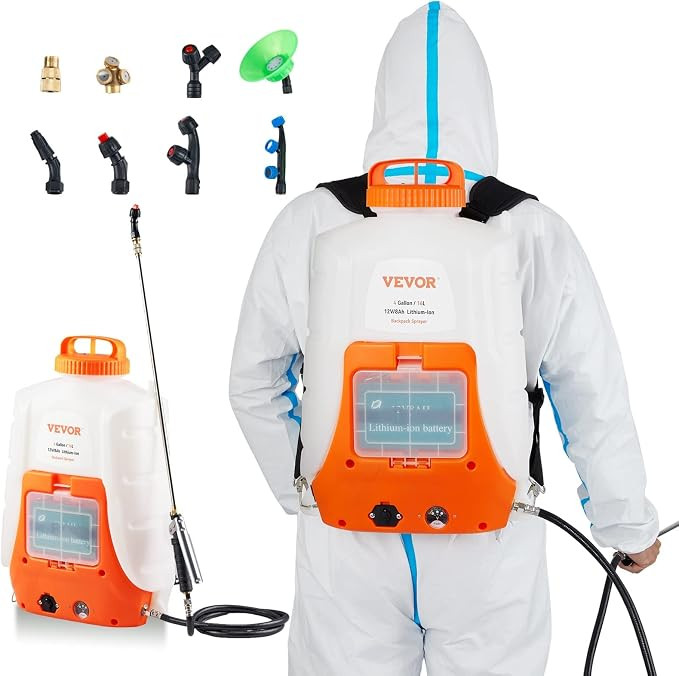 VEVOR Battery Powered Backpack Sprayer, 0-90 PSI Adjustable Pressure, 4 Gallon Tank, Back Pack Sp... | Amazon (US)