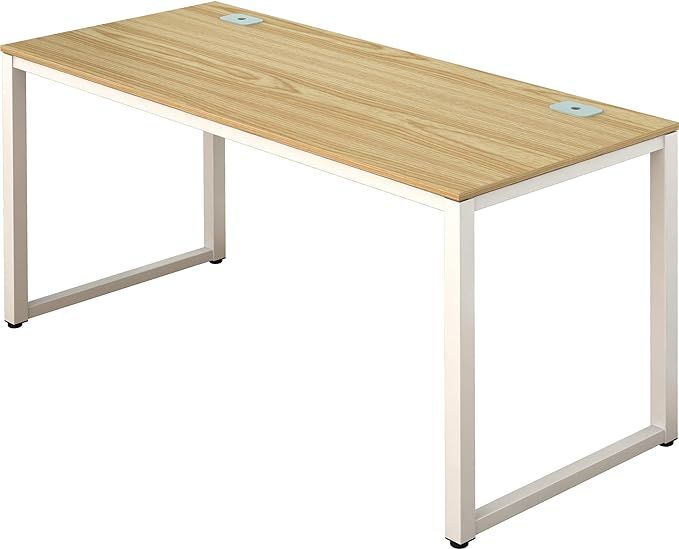 SHW Home Office 55-Inch Large Computer Desk, White Frame W/Oak Top | Amazon (US)