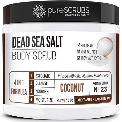 Premium Organic Body Scrub Set - Large 16oz COCONUT BODY SCRUB - Pure Dead Sea Salt Infused with ... | Amazon (US)