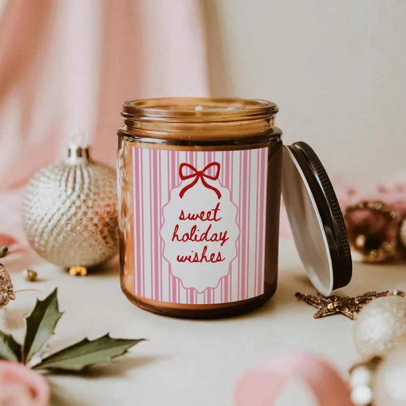 Coquette Christmas Candle Gift, Exchange Gift for Her, Handmade Soy Wax, Holiday Decor, Gift for ... | Etsy (US)