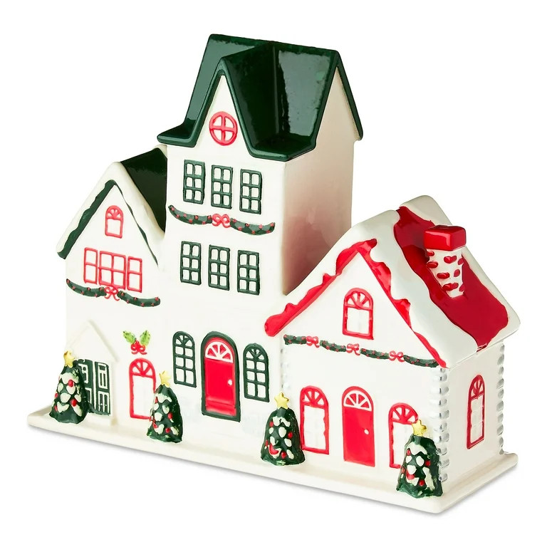Trio of Houses Christmas Tabletop Decoration, Red/White/Green, 8.25" x 7", by Holiday Time | Walmart (US)