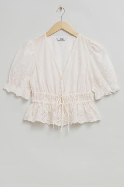 Broderie Anglaise Puff Sleeve Blouse | H&M (UK, MY, IN, SG, PH, TW, HK)