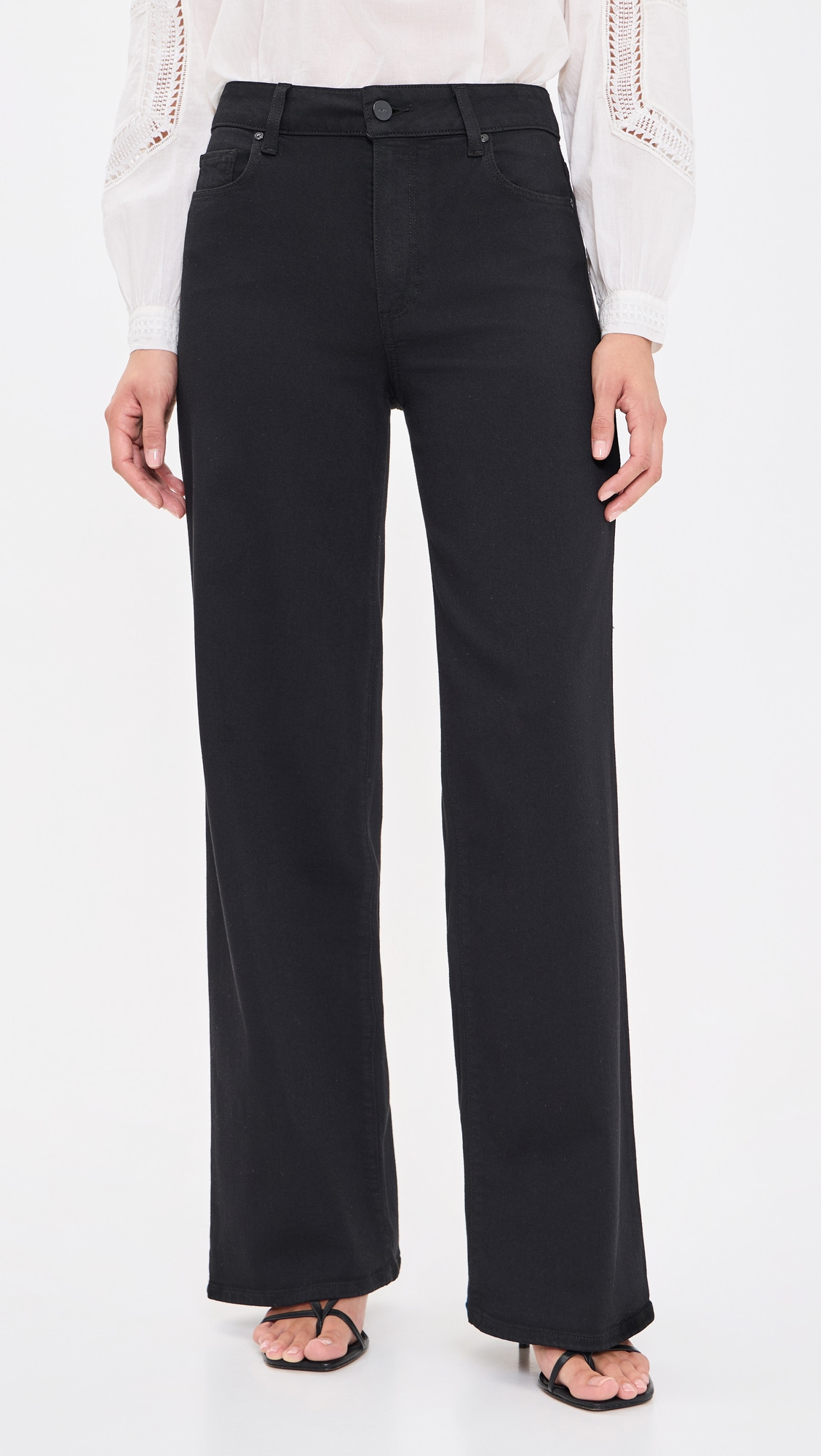 PAIGE Anessa Wide Leg Jeans Black Shadow 32 | Shopbop