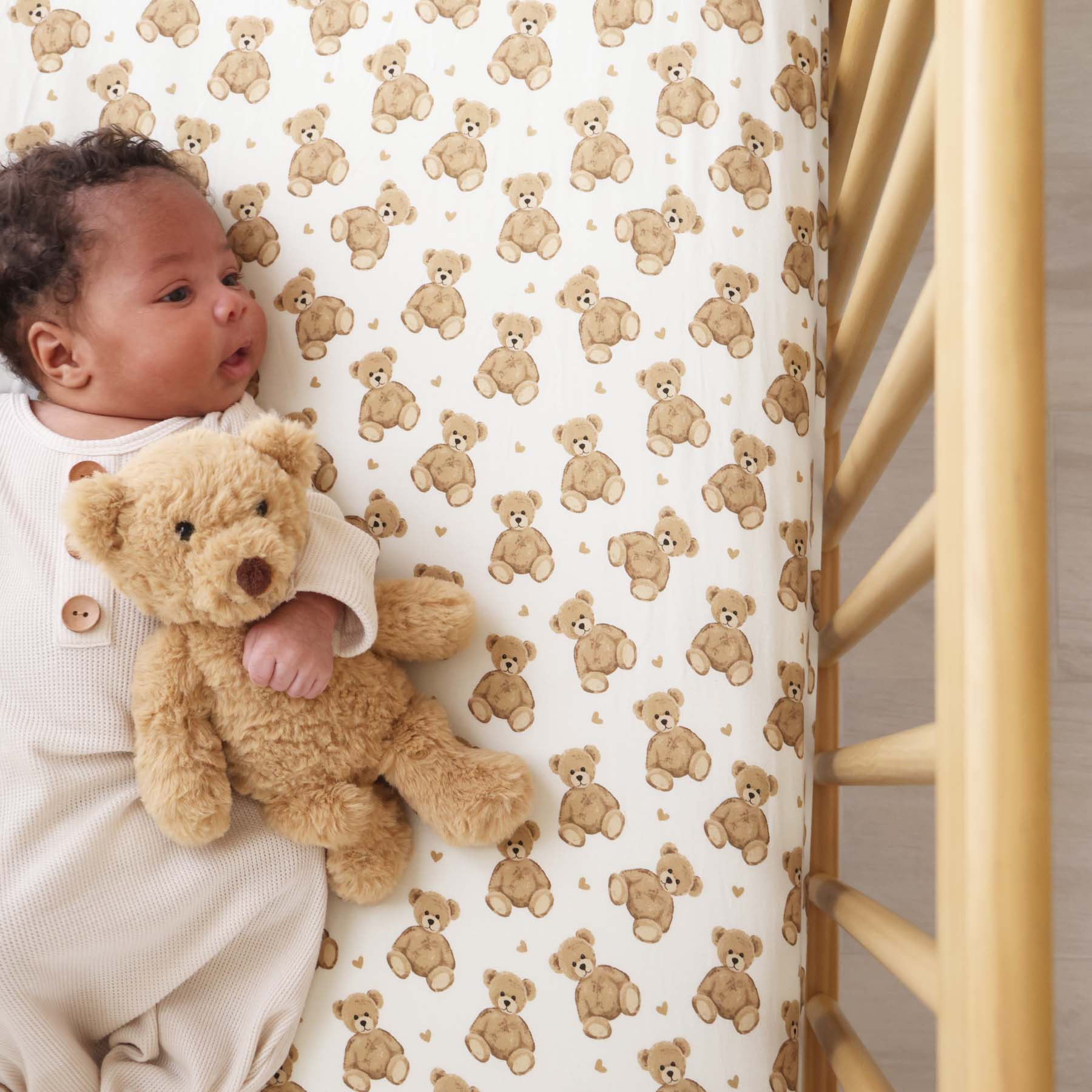 Beary Sweet Crib Sheet | Caden Lane