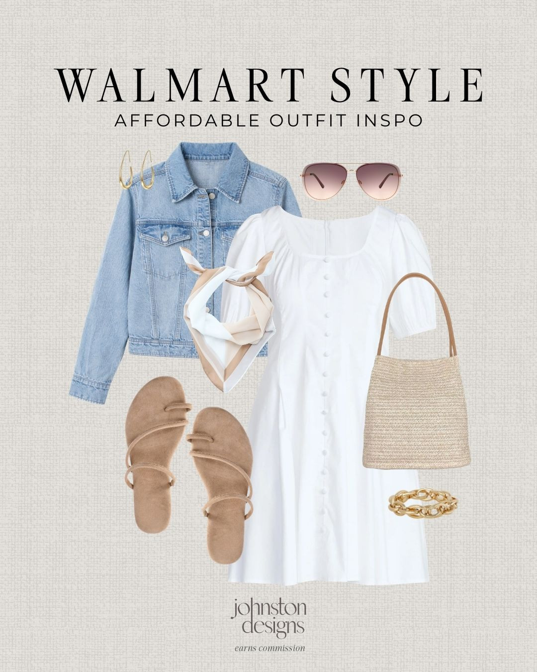 A simple, feminine spring outfit styled with light layers and neutral accessories for an effortless everyday look. 🤍

Affordable outfit inspo, amazon spring outfit, white dress outfit, denim jacket outfit women, casual spring outfit, neutral outfit ideas, everyday outfit women, walmart fashion finds, woven bag outfit, spring dress outfit, simple chic outfit, capsule wardrobe spring, feminine outfit ideas, casual weekend outfit, spring outfits women 2026 

 #LTKootd