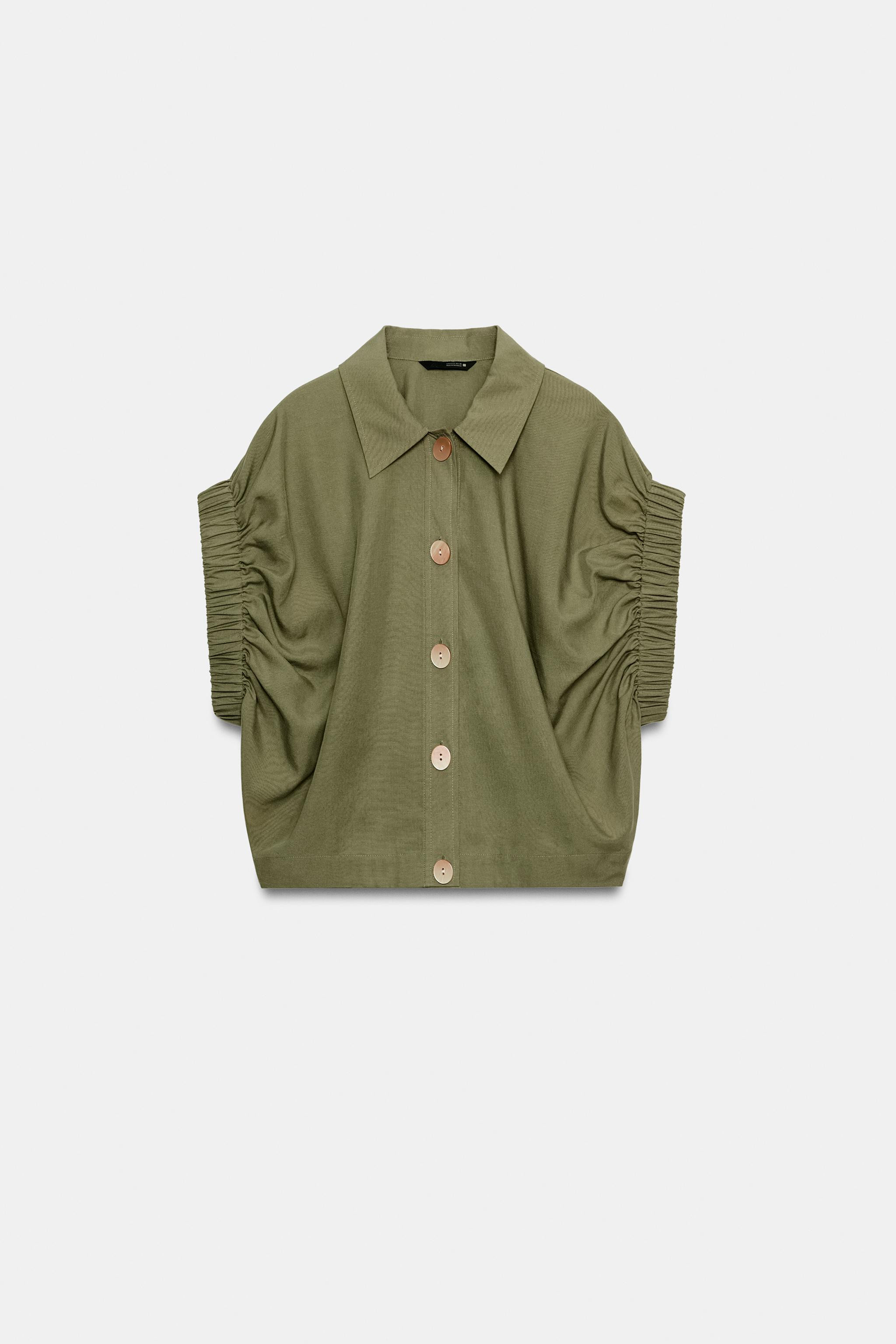 DRAPED SLEEVE SHIRT | Zara US