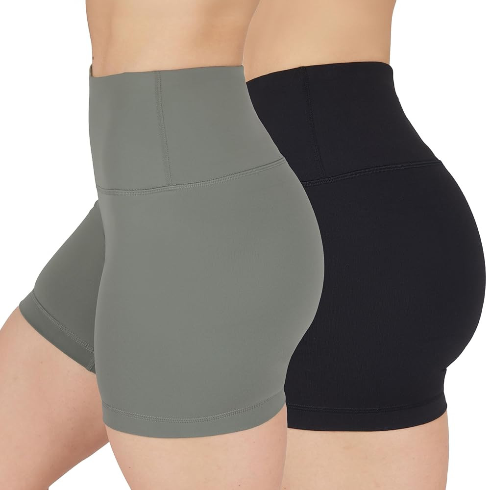 90 Degree By Reflex High Waisted Running Yoga Shorts Tummy Control 5” Workout Biker Shorts for ... | Amazon (US)