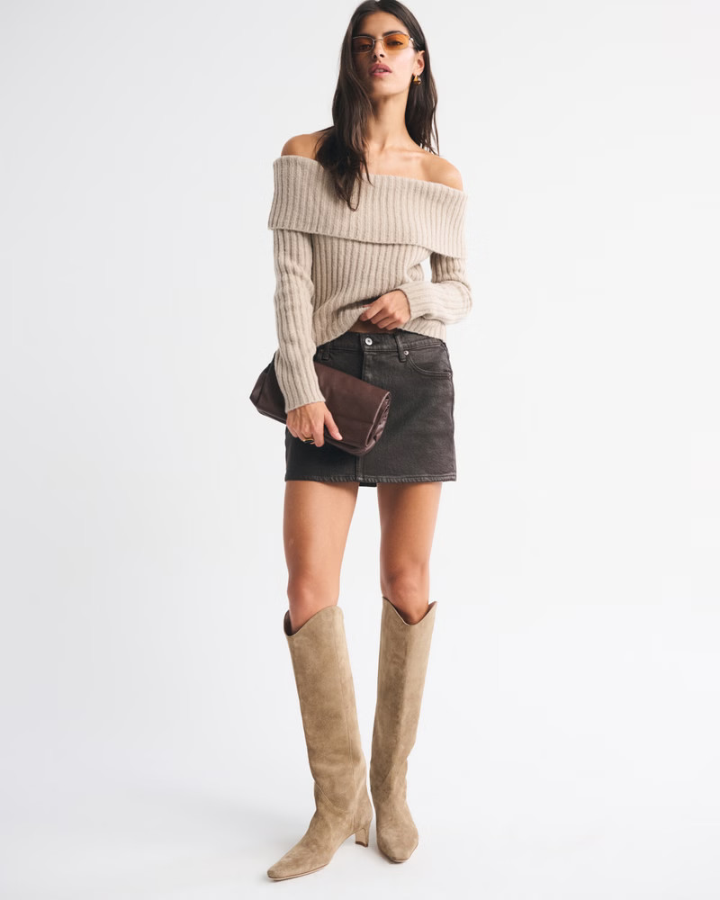 Ribbed Foldover Off-The-Shoulder Sweater | Abercrombie & Fitch (US)