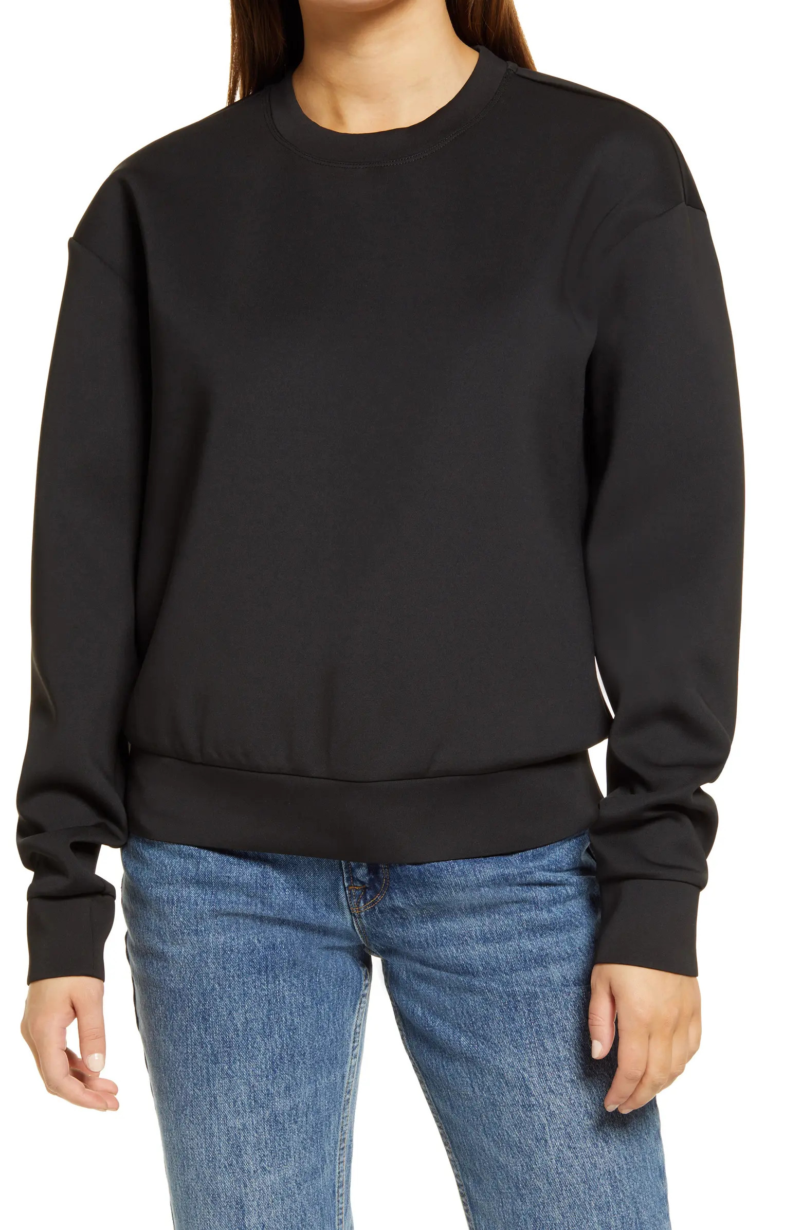 Good American Scuba Crepe Boyfriend Sweatshirt | Nordstrom | Nordstrom