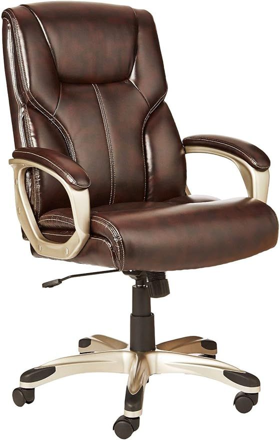 Amazon Basics Executive Home Office Desk Chair with Padded Armrests, Adjustable-Height/Tilt Rolli... | Amazon (US)