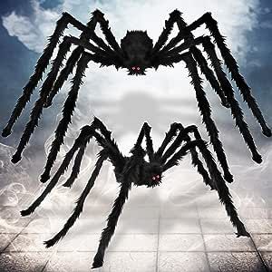 Apfity 2 Pack Halloween Decorations Spiders, Hairy Giant Spiders for Scary Halloween Decor Outdoo... | Amazon (US)