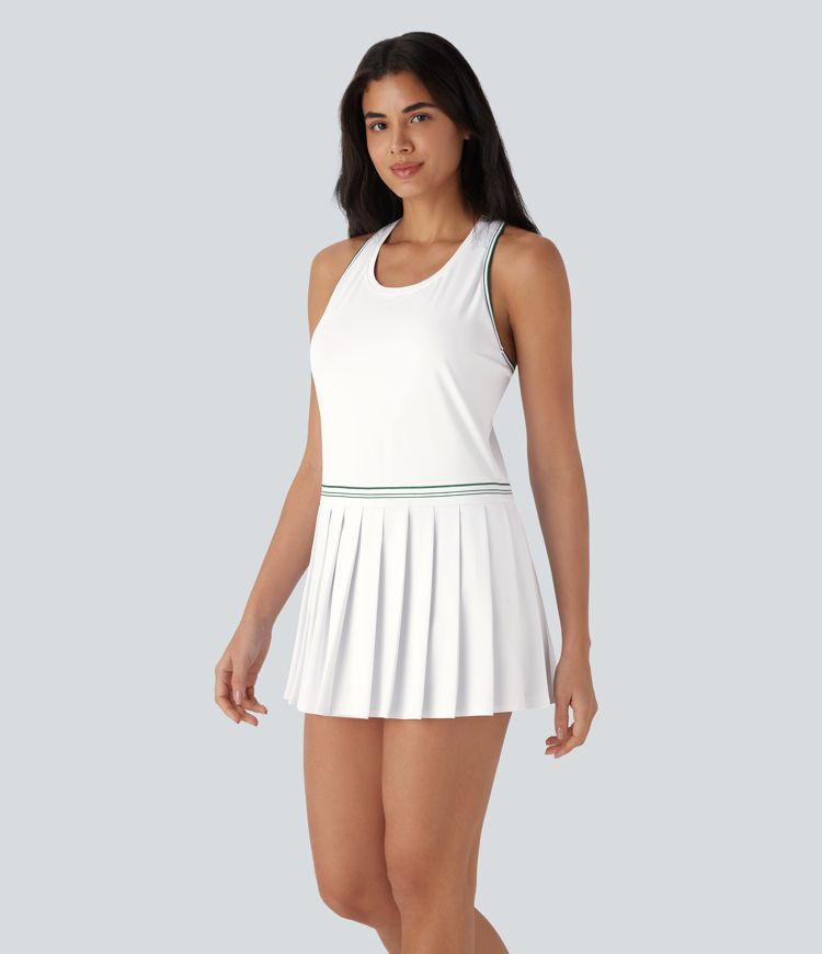 Women’s Racerback Color Block Stripe Pleated Mini Tennis Active Dress - Halara | Halara UK