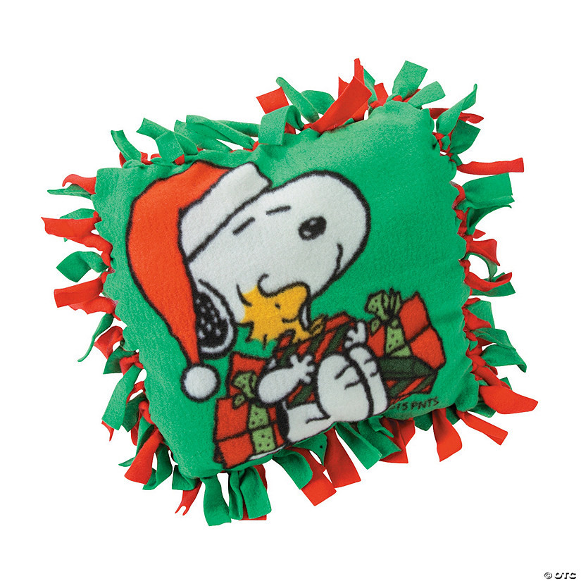 Peanuts® Christmas Snoopy & Woodstock Fleece Tied Pillow Craft Kit - Makes 6 | Oriental Trading Company