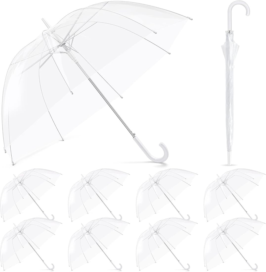 8 Pcs Umbrellas Wedding Style Stick Umbrellas Large Canopy Windproof Bubble Umbrellas for Bridal ... | Amazon (US)