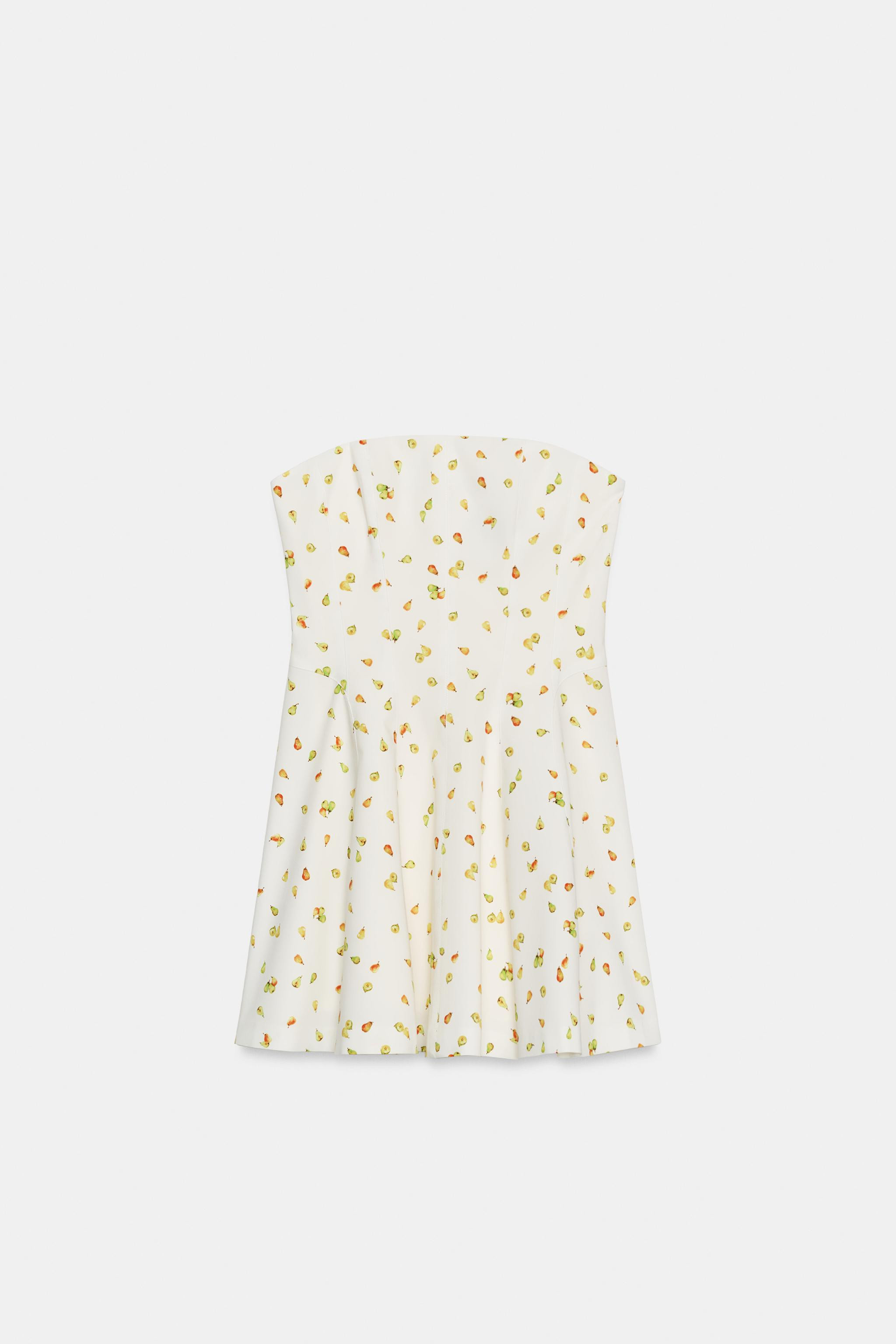 Mini dress with straight neckline and off-the-shoulder design. Defined seam details. Tonal interi... | Zara US