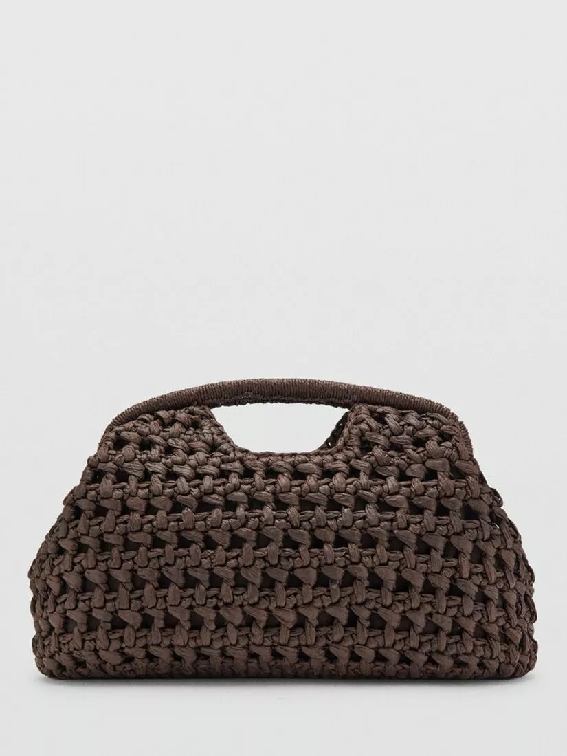 Mango Handle Woven Clutch Bag, Chocolate | John Lewis (UK)