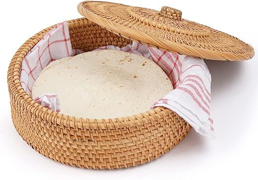Tortillada - 10 Inches Tortilla Warmer/handcrafted basket made of rattan incl. 100% cotton towel | Amazon (US)