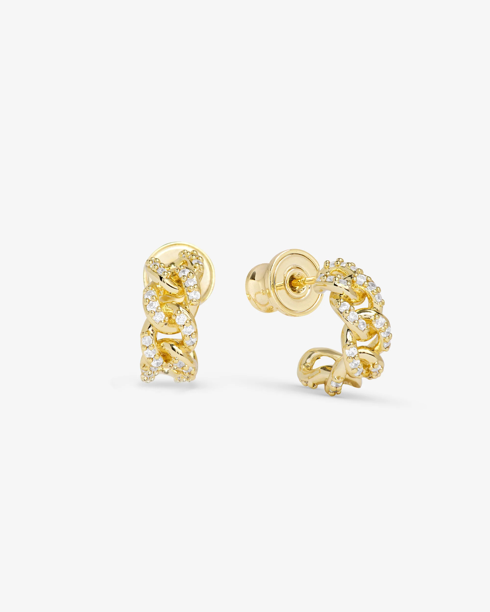 Pavé Julian Chain Huggies - Gold|White Diamondettes | Melinda Maria Jewelry