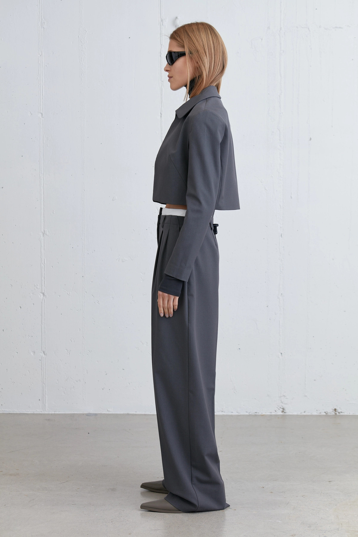 CROPPED SUITING BLOUSE | OAK + FORT