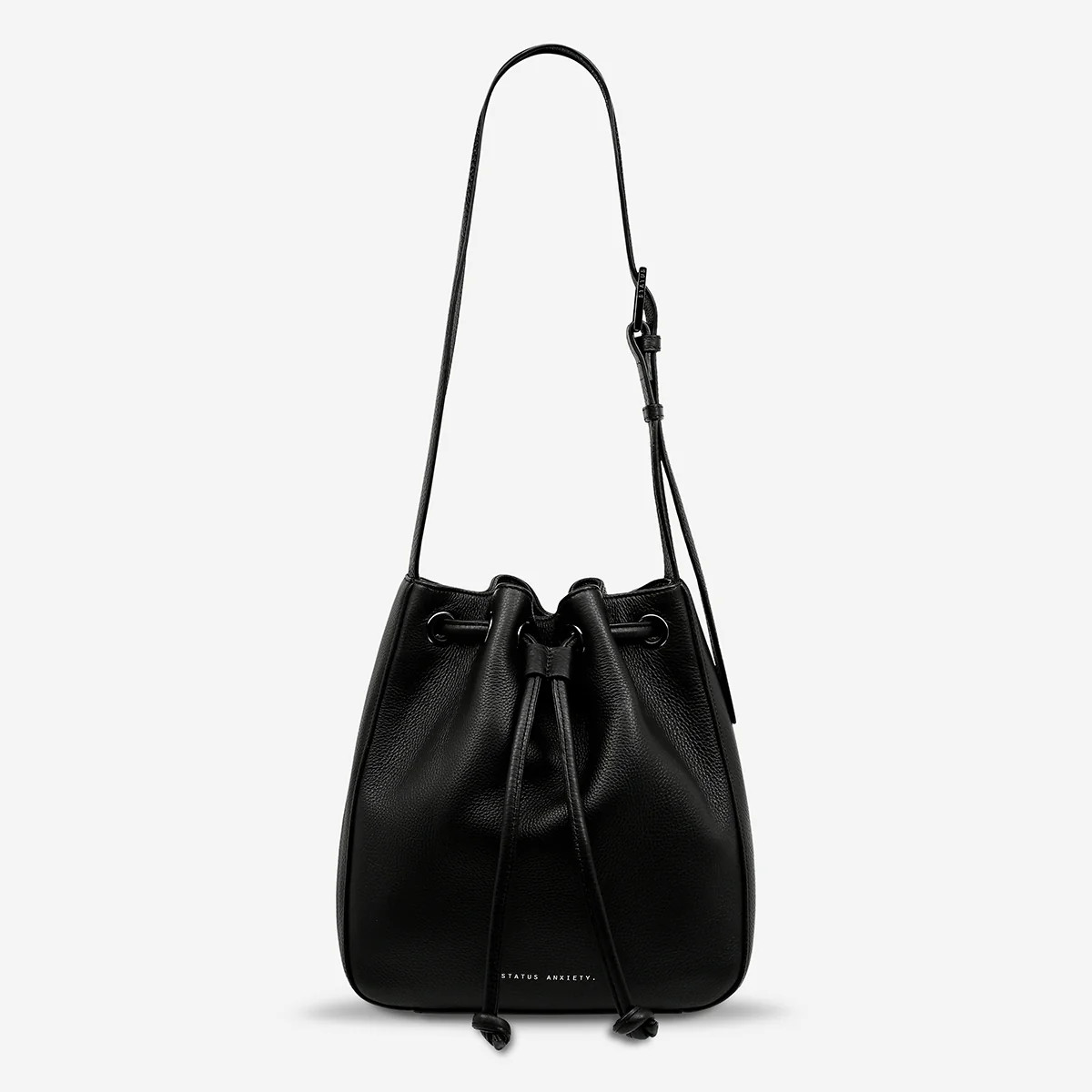 Seclusion Women's Black Leather Bucket Bag | Status Anxiety® | Status Anxiety 