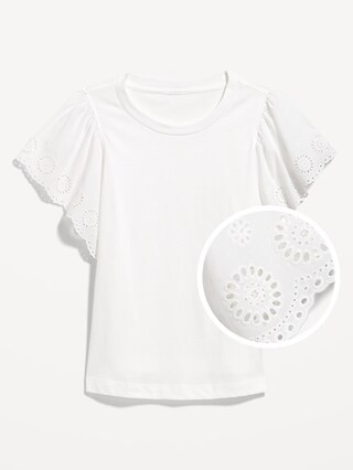 Cutwork-Sleeve Mixed Fabric Top | Old Navy (US)