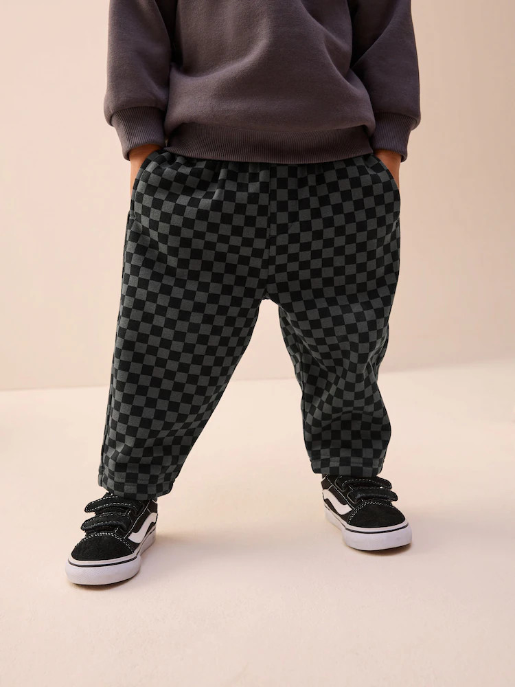 Mono Checkerboard Single Wide Leg Jersey Joggers (3mths-7yrs) | Next US