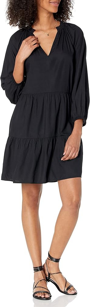 The Drop Women's @Caralynmirand Ruffle-Neck Tiered Mini Dress | Amazon (US)