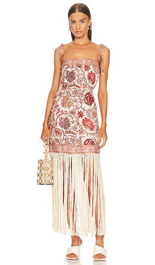 Vitali Fringe Midi Dress in Sepia Floral | Revolve Clothing (Global)