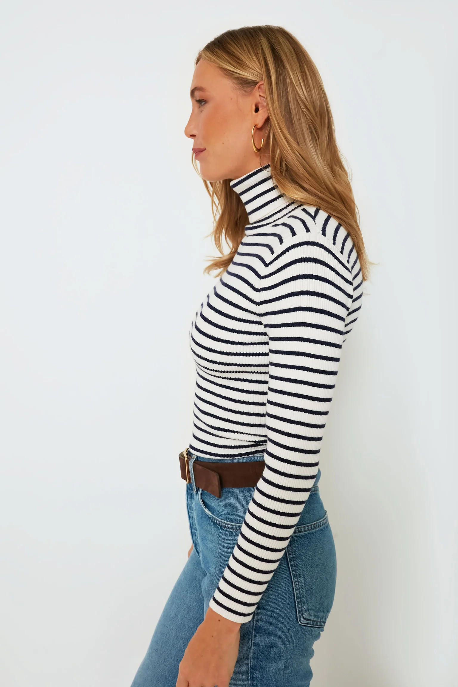 Navy Stripe Arlo Ribbed Turtleneck | Tuckernuck (US)