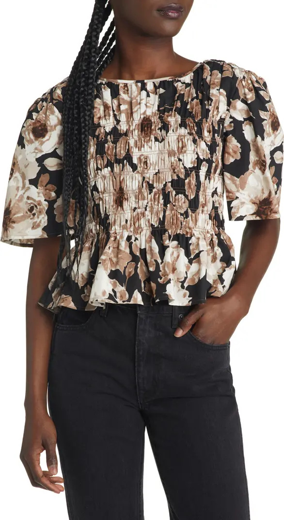 Rails Rosie Floral Smocked Peplum Top | Nordstrom | Nordstrom