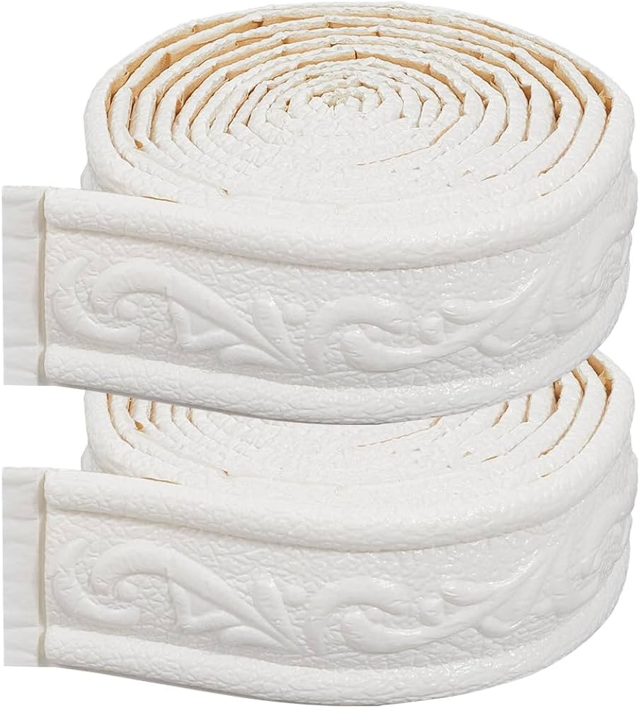 CRASPIRE 180" x 2" White 3D Peel Stick Foam Molding Trim Self Adhesive Stick Flexible Sticky Wall... | Amazon (US)