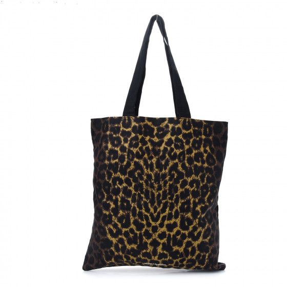 SAINT LAURENT Canvas Leopard Tote Black | Fashionphile