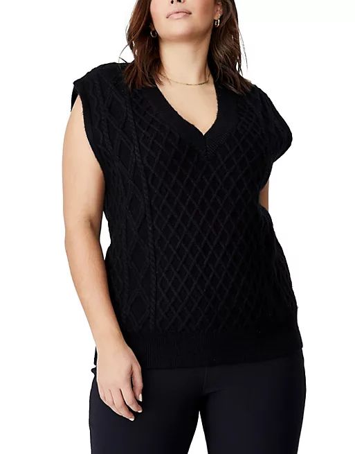 Cotton:On curve cable tunic vest in black | ASOS (Global)