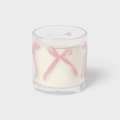 LED Embossed Bow Glass Honeysuckle Daydream Jar Candle Mauve 7oz - Threshold™ | Target