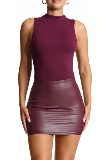 Naked Wardrobe The NW Sleeveless Bodysuit in Dark Plum at Nordstrom Rack, Size X-Small | Nordstrom Rack