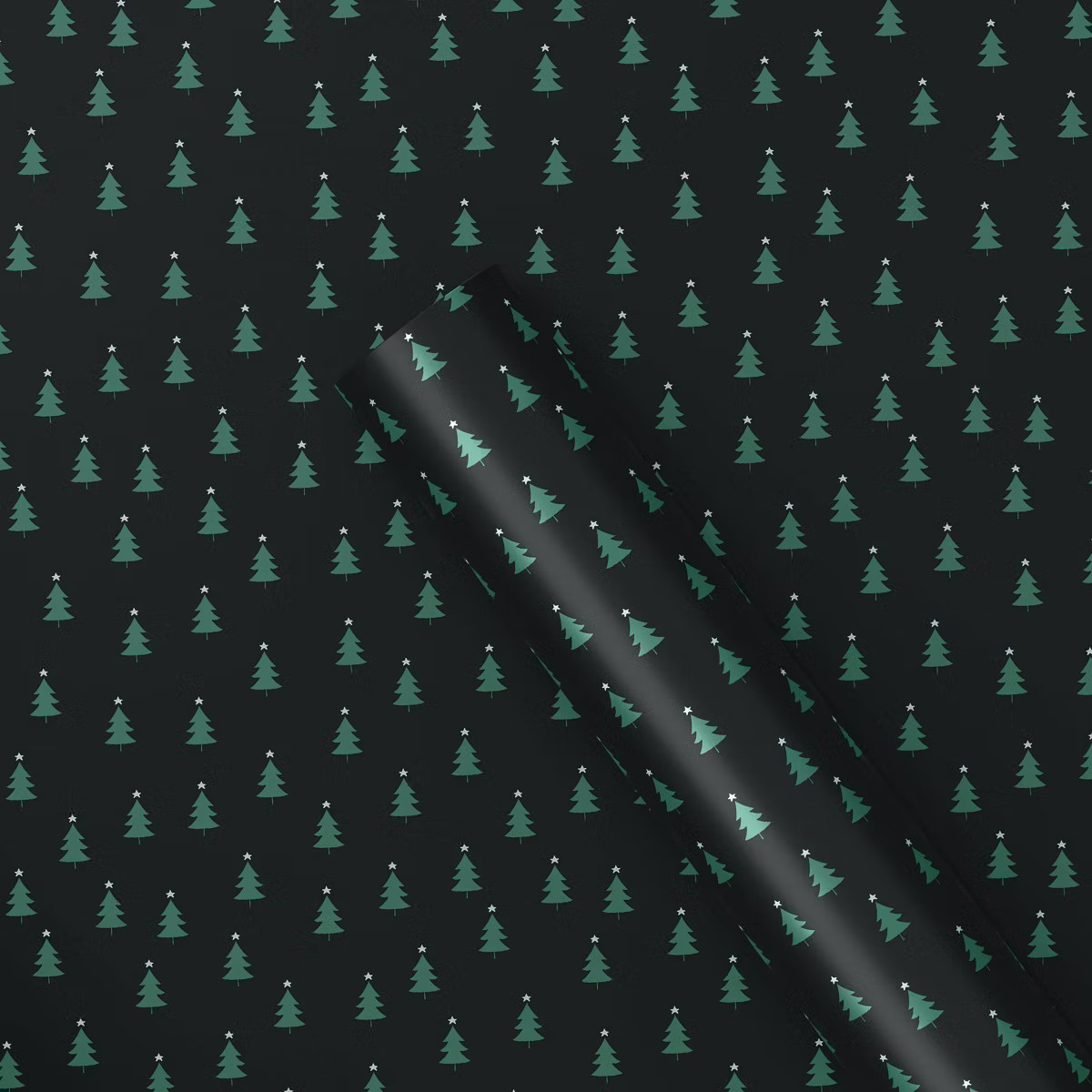 40" 125 sq ft Christmas Roll Wrap Trees on Black - Wondershop™ | Target