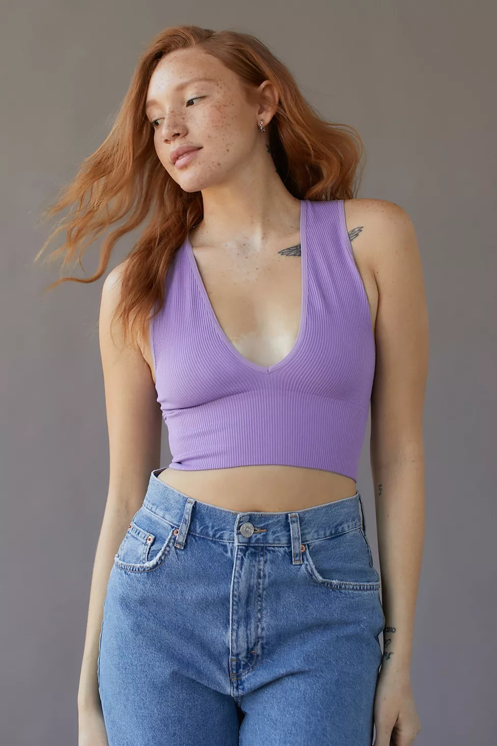 Out From Under Hailey Seamless Plunge Cropped Tank Top | Urban Outfitters (US and RoW)